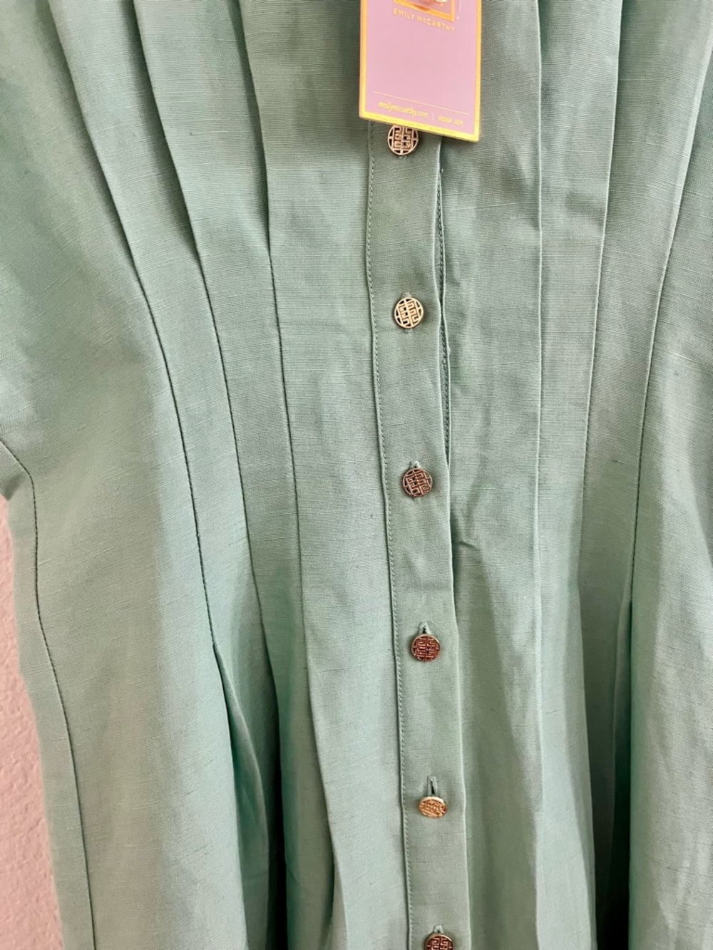 New Emily McCarthy Light Teal Button-Front Women’s Georgia Dress - Picture 6 of 6